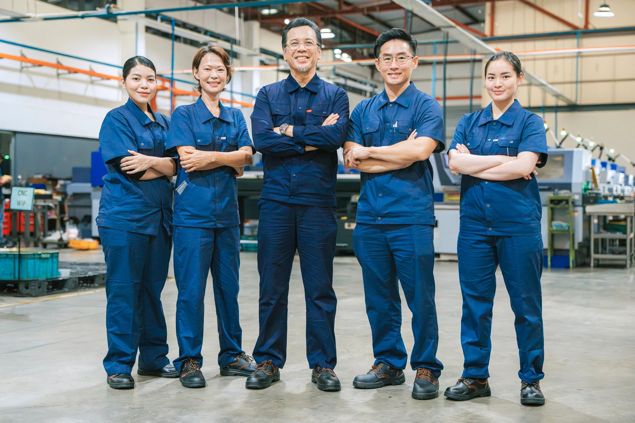 Professional auto repair team group photo
